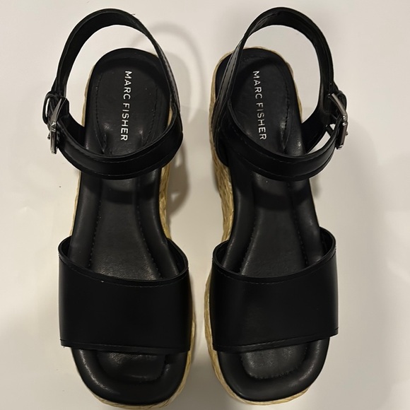Black Jellard  Espadrille Platform Sandals by Marc Fisher- size 8.5M - Picture 2 of 9
